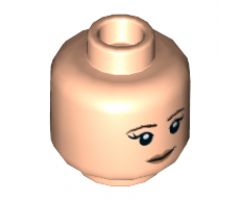 Minifigure, Head Dual Sided Female Brown Eyebrows, Red Lips, Smile / Breathing Mask Pattern (SW Princess Leia) - Hollow Stud