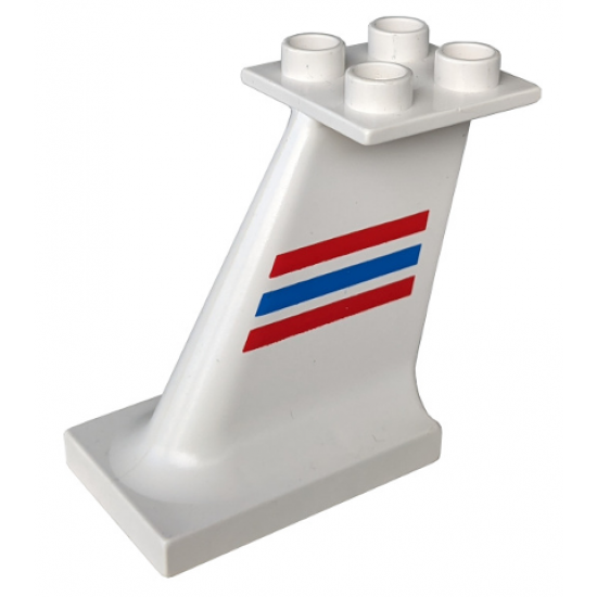 Duplo, Aircraft Airplane Jetliner Tail with Red and Blue Stripes Pattern