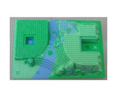 Baseplate, Raised 32 x 48 x 6 with Front and Back Steps and Medium Blue and Green Garden Pattern