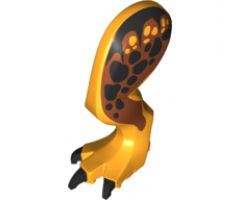 Animal, Body Part Dinosaur Leg Large (Rear) Tyrannosaurus rex with Pin, Black Claws and Black Spots on Dark Orange Pattern - Left