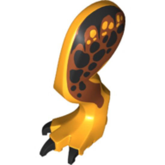 Animal, Body Part Dinosaur Leg Large (Rear) Tyrannosaurus rex with Pin, Black Claws and Black Spots on Dark Orange Pattern - Left