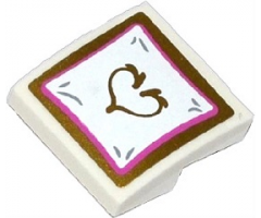 Slope, Curved 2 x 2 with Pillow with Gold Heart Pattern (Sticker) - Set 41060