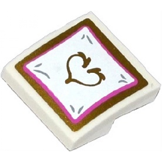 Slope, Curved 2 x 2 with Pillow with Gold Heart Pattern (Sticker) - Set 41060