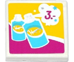 Tile 2 x 2 with 2 Spray Cans and '3.-' Pattern (Sticker) - Set 41093