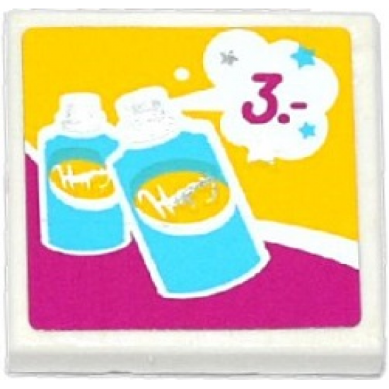 Tile 2 x 2 with 2 Spray Cans and '3.-' Pattern (Sticker) - Set 41093