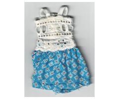 Scala, Figure Accessory Clothes Female Dress with Blue Skirt with White Flowers Pattern