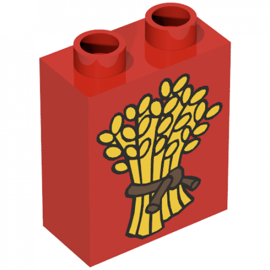 Duplo, Brick 1 x 2 x 2 with Wheat and Plain Rope Pattern