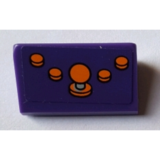 Slope 30 1 x 2 x 2/3 with 4 Orange Buttons and Joystick Pattern (Sticker) - Set 71016