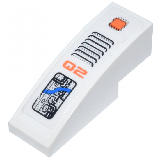 Slope, Curved 3 x 1 with 'Q2' and Circuitry and Vent Pattern (Sticker) - Set 7648