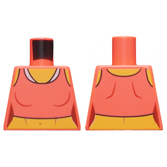 Torso Female Midriff Tank Top with White Neck Hem Pattern