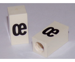 Tile, Modified 1 x 2 x 5/6 with Stud Hole in End and Black 'œ' Lower Case Pattern