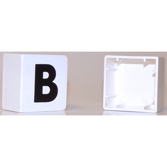 Duplo, Tile 2 x 2 x 1 with Black Capital Letter B Pattern