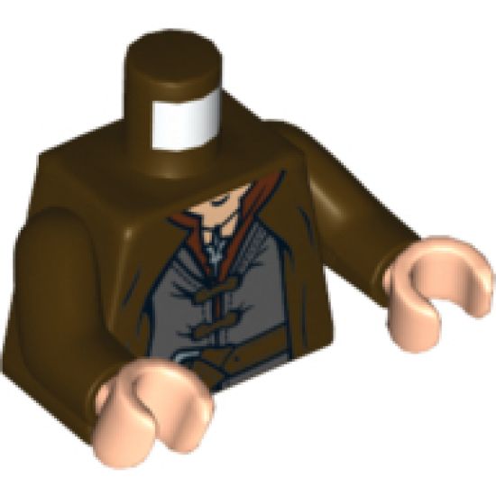 Torso LotR Coat with Evenstar Pendant, Double Button Shirt and Belt Pattern (Aragorn) / Dark Brown Arms / Light Nougat Hands