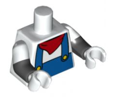 Torso Shirt, Red Handkerchief, Blue Overalls and Yellow Buttons Pattern / Black Arms with White Short Sleeves Pattern / White Hands
