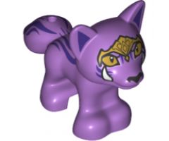 Fox, Friends / Elves with Gold Headpiece and Eyes, 2 White Tusks, Dark Purple Hair Pattern (Serlot)