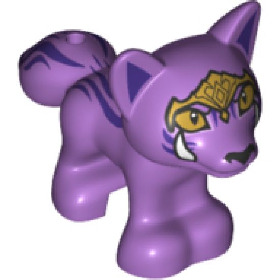 Fox, Friends / Elves with Gold Headpiece and Eyes, 2 White Tusks, Dark Purple Hair Pattern (Serlot)