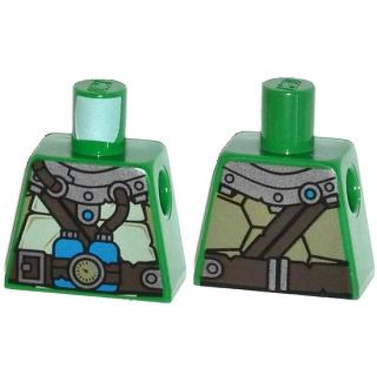 Torso Turtle Shell with Gauge and Blue Diving Bottles Pattern