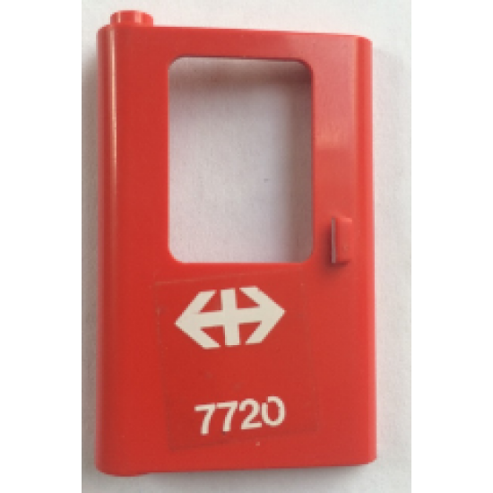 Door 1 x 4 x 5 Train Left with White Double Arrow (Swiss Federal Railways) and '7720' Pattern (Sticker) - Set 7720