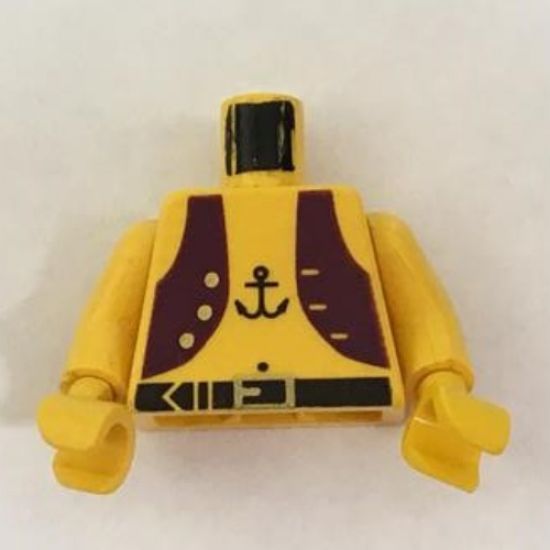 Torso Pirate Dark Purple Vest and Anchor Tattoo Pattern / Yellow Arms / Yellow Hands