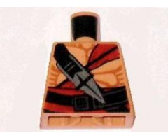 Torso Indiana Jones Bare Chest with Muscles, Red Sash and Ceremonial Knife Pattern