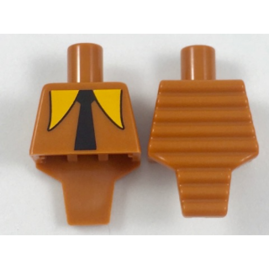 Torso, Modified Short with Ridged Armor with Long Orange Collar, Black Tie Pattern