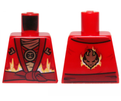 Torso Ninjago Robe with Dark Red Sash and Fire Power Emblem Pattern