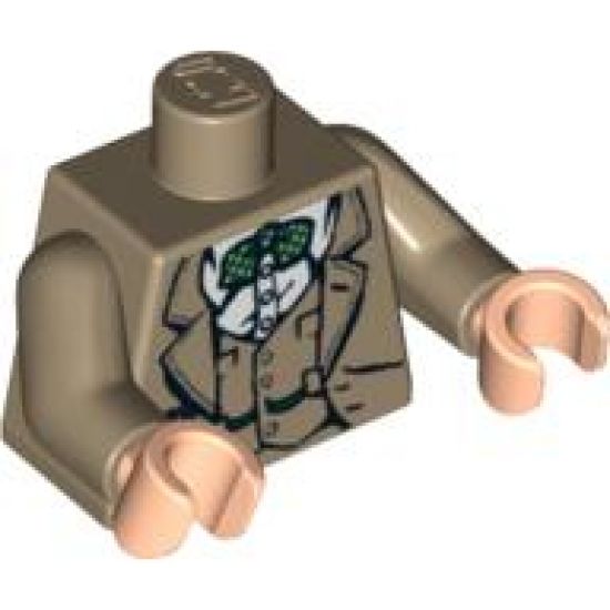 Torso Indiana Jones Vest, Jacket, Green Bow Tie & Diary Pattern / Dark Tan Arms / Light Nougat Hands