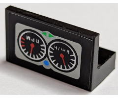 Panel 1 x 2 x 1 with Two Gauges and 'km/h' and 'RPM' Pattern (Sticker) - Set 8422