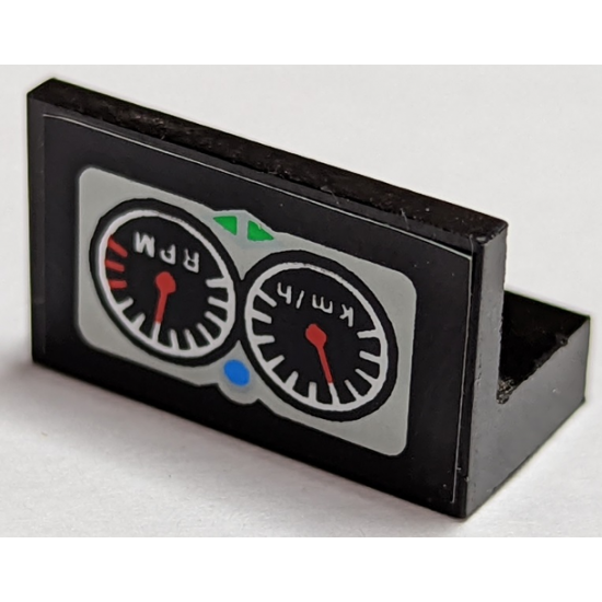 Panel 1 x 2 x 1 with Two Gauges and 'km/h' and 'RPM' Pattern (Sticker) - Set 8422