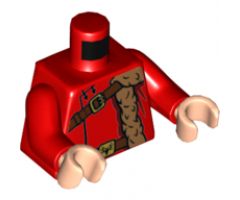 Torso Medium Nougat Fur Stole, Reddish Brown Shoulder Strap and Belt with Gold Buckles Pattern / Red Arms / Light Nougat Hands