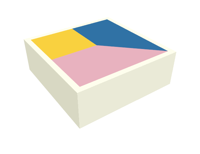 Tile 1 x 1 with Blue, Bright Pink and Yellow Polygons Pattern