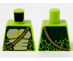 Torso Ninjago Snake with Dark Tan Shoulder Belt and Green and Tan Scales Pattern (Spitta)