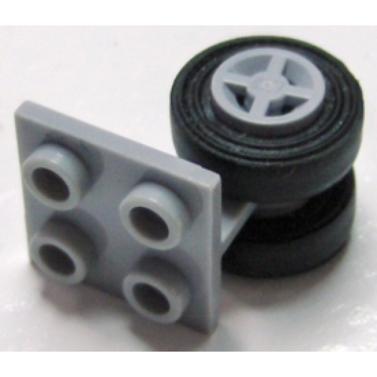 Aircraft Plate, Modified 2 x 2 Thin with Dual Wheels Holder - Split Pins with Light Bluish Gray Wheels and Black Tires (4870 / 4624 / 3139)