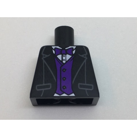 Torso Tuxedo Jacket, White Shirt, Dark Purple Bow Tie and Vest Pattern