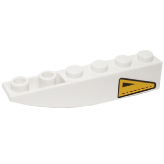 Slope, Curved 6 x 1 Inverted with Yellow Triangle with Black Border and Small Triangle Pattern Model Right Side (Sticker) - Set 10195