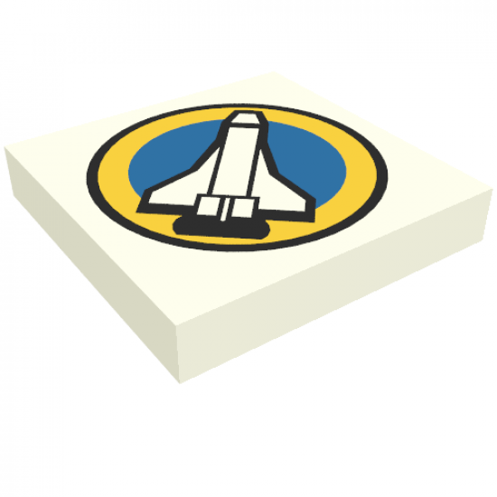 Tile 2 x 2 with Space Port Logo, Shuttle and Yellow Circle Pattern