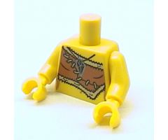 Torso Female Dark Orange Animal Skin Top with Black and Silver Amulet Pattern / Yellow Arms / Yellow Hands