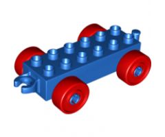 Duplo, Vehicle Car Base 2 x 6 with Red Wheels and Open Hitch End