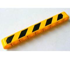 Technic, Liftarm 1 x 9 Thick with Black and Yellow Danger Stripes Pattern Model Left (Sticker) - Set 8069