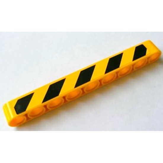Technic, Liftarm 1 x 9 Thick with Black and Yellow Danger Stripes Pattern Model Left (Sticker) - Set 8069