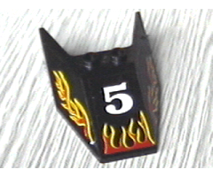 Windscreen 6 x 4 x 1 1/3 with Bottom Tabs and Hollow Studs with Number 5 and Red Flames Pattern (Stickers) - Set 6568