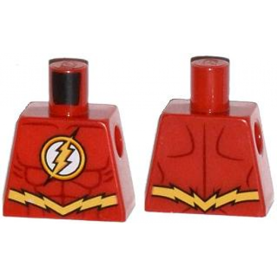 Torso Yellow Lightning Bolt in Circle on Chest, Muscles Outline and Yellow Belt Pattern (Flash)