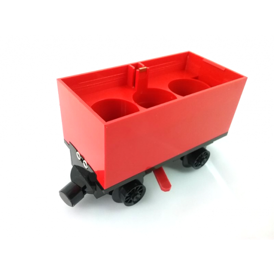 Train Battery Box Car with Three Contact Holes, Red Switch Lever, Black Magnets, and Black Wheels