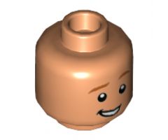 Minifigure, Head Dual Sided Dark Orange Eyebrows and Chin Contour, Smile / Fierce Pattern - Hollow Stud