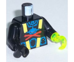 Torso Aquazone Aquashark Blue Shark with Red 'X' Pattern / Black Arms / Black Hand Right / Trans-Neon Green Hook Left