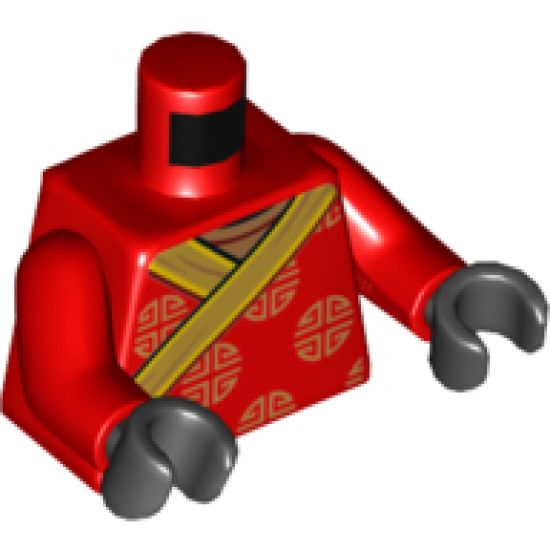 Torso Robe with Gold Hems and Gold Circle Symbols Pattern / Red Arms / Black Hands