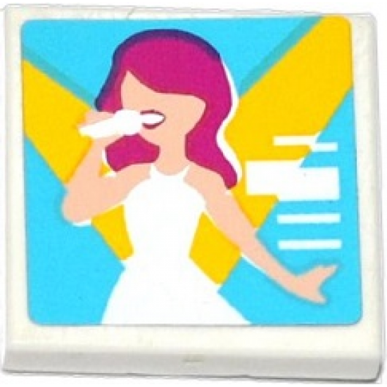 Tile 2 x 2 with Female Singer in Spotlights Pattern (Sticker) - Set 41093