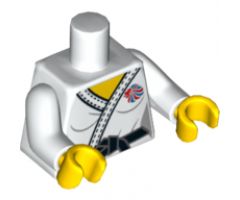 Torso Judo Kimono with Black Belt and Team GB Logo Pattern / White arms / Yellow hands