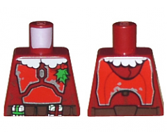Torso SW Mandalorian Armor Plates Red with Holly and White Fur Collar Pattern (Santa Jango Fett)