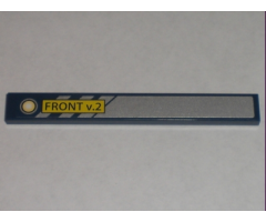 Tile 1 x 8 with 'FRONT v.2' and Silver / Dark Blue Stripes Pattern Left (Sticker) - Set 8971